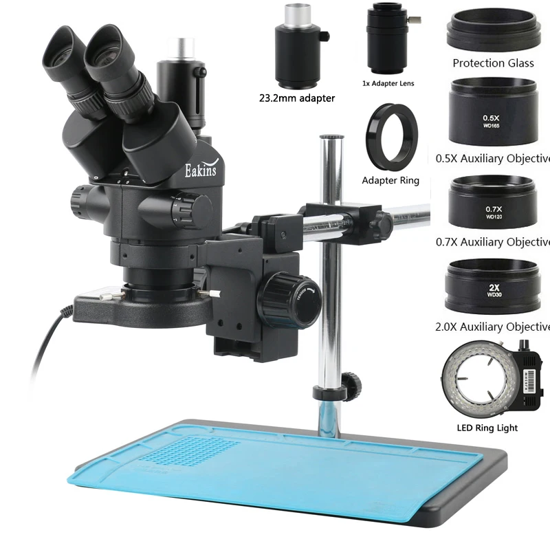 Trinocular Stereo Microscope 7X-45X - Промышленный лабораторный стереомикроскоп с регулируемой фокусировкой