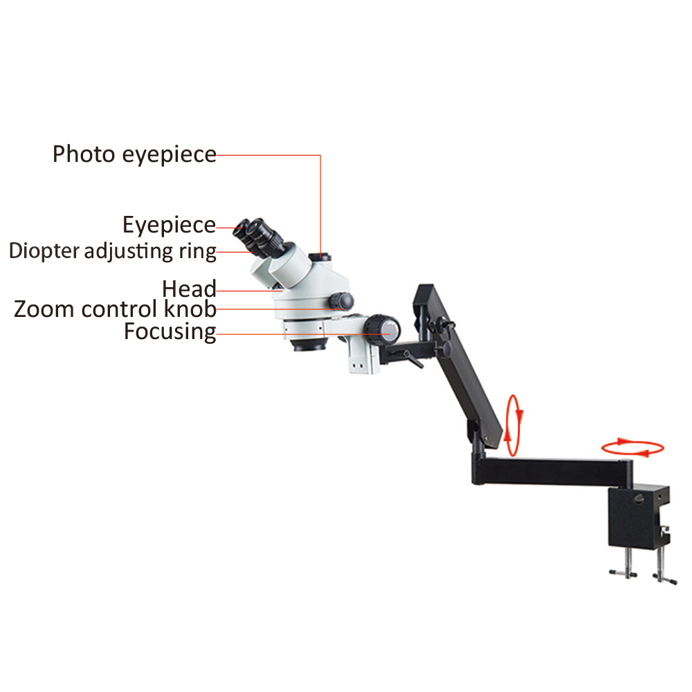 Гибкий кронштейн-фиксатор для  – обзор и цена Trinocular Stereo Microscope 7X-45X