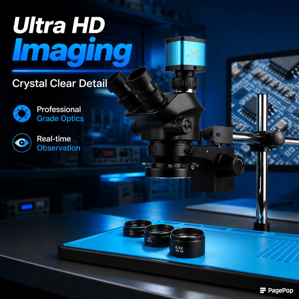 Промышленный лабораторный стер – обзор и цена Simul-Focal Industrial Microscope 4K Hdmi